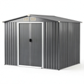 Abri de jardin, avec portes coulissantes, en acier, 260 x 207 x 181 cm, coloris gris, pour le jardin