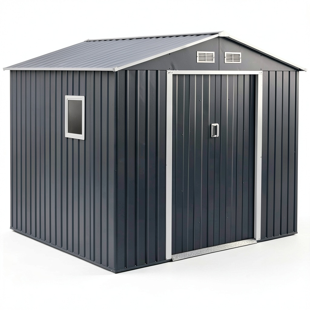 Abri de jardin, en métal, coloris anthracite, pour le jardin