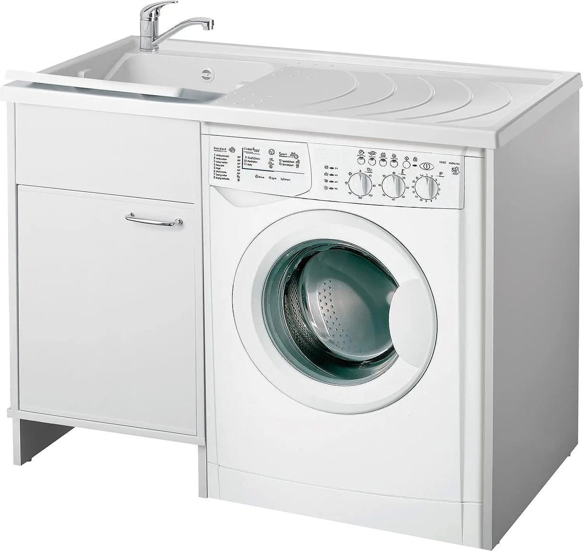 Negrari Couvre-Machine à Laver avec évier réversible 9008KAM en résine – blanc