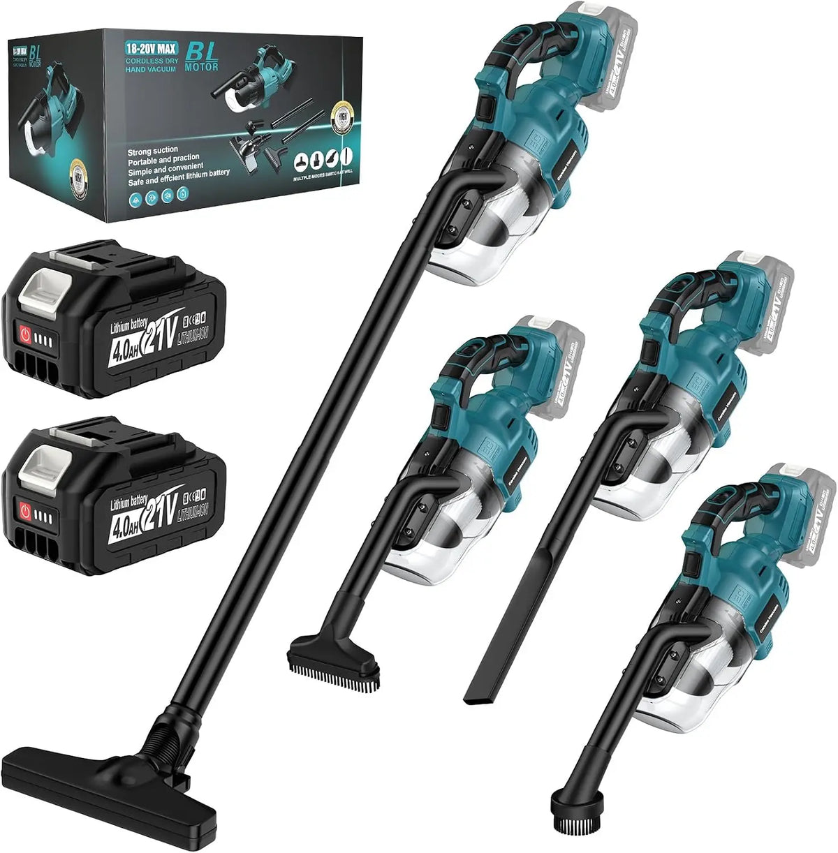 Aspirateur à Main sans Fil Compatible avec Makita 18V – 0,6 litre, 4,0 Ah, gris/noir
