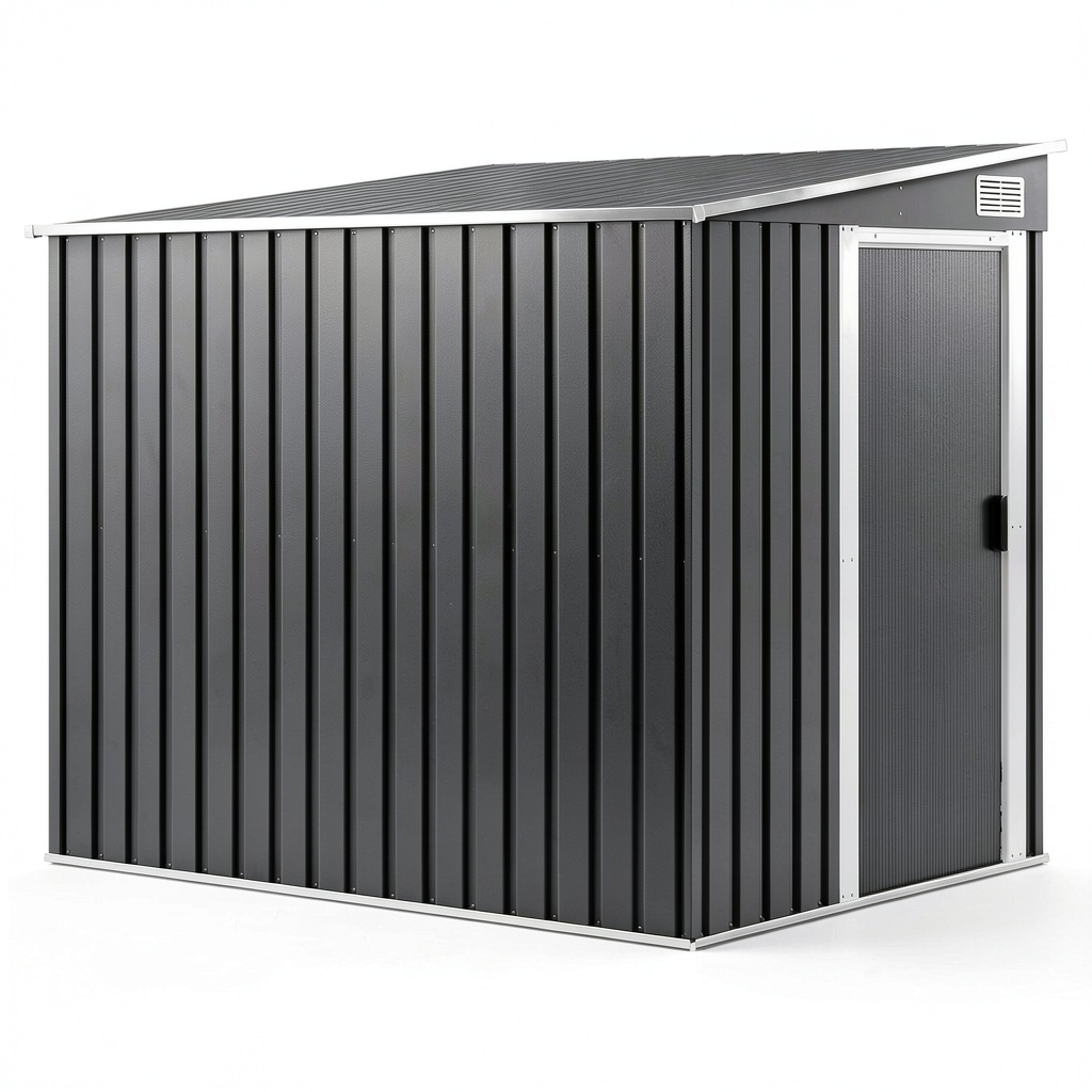 Abri de jardin, en métal, coloris gris, 154 x 206,5 x 181 cm, pour le jardin