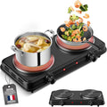 Plaque de cuisson électrique double 2000 W – argenté/noir