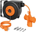VEVOR Enrouleur Électrique Automatique 10 m 1,5 mm² Rallonge Rétractable – 3000 W, 50 Hz, orange/gris/noir