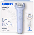 Philips Epilator Series 8000 Épilateur électrique sans fil humide et sec – BRE708/00, bleu/gris