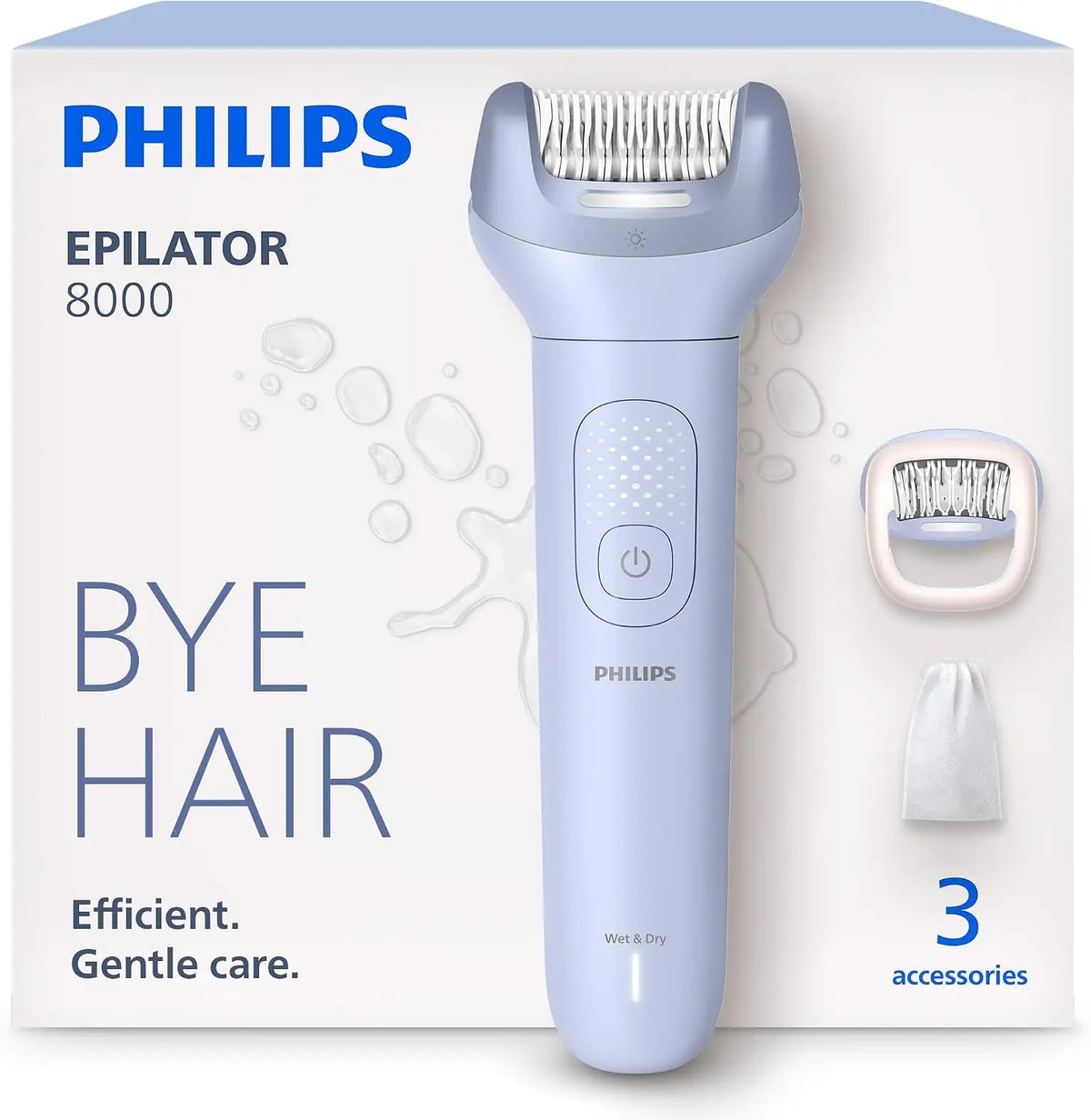 Philips Epilator Series 8000 Épilateur électrique sans fil humide et sec – BRE708/00, bleu/gris