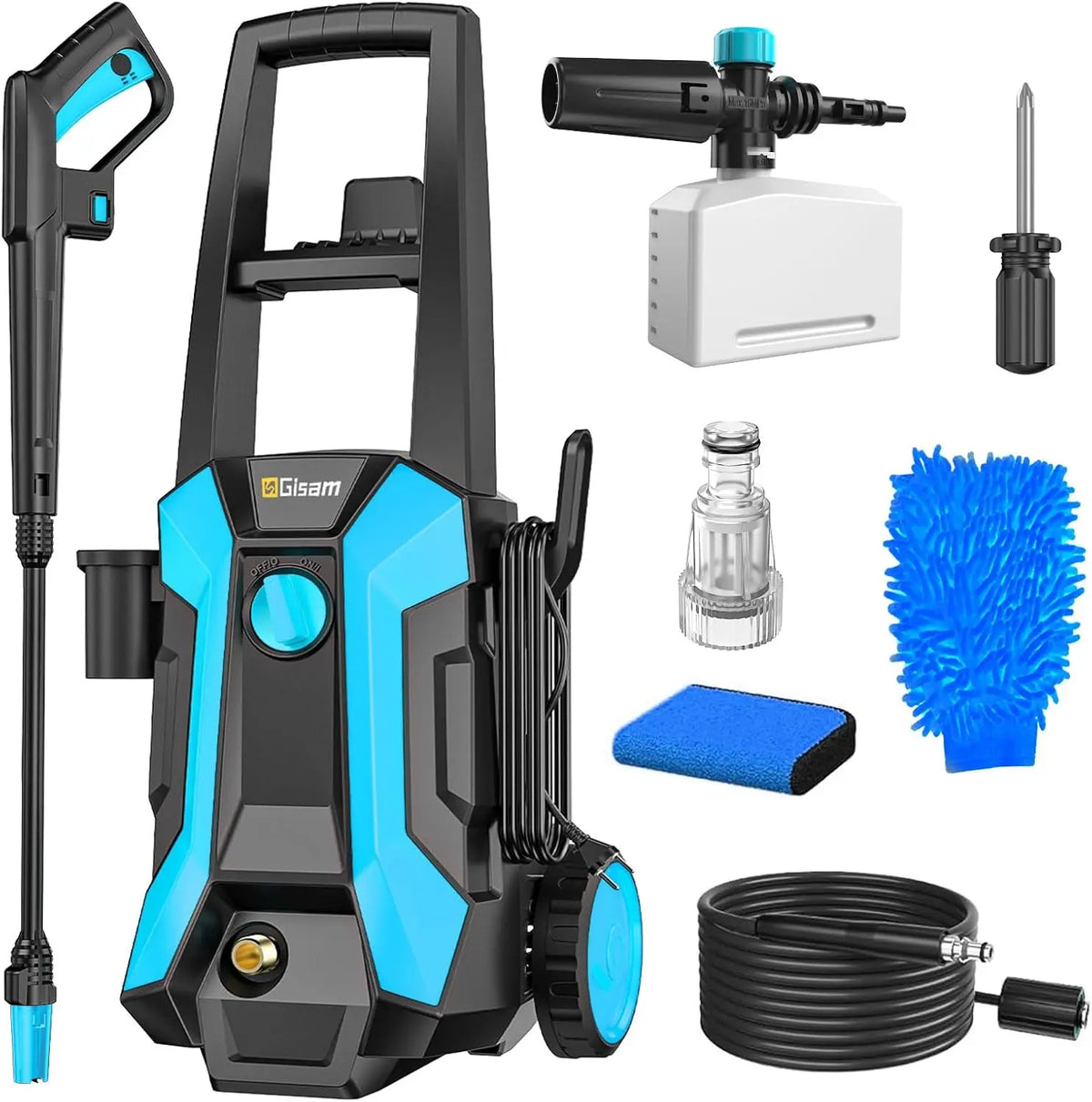 Gisam 2200W Nettoyeur Haute Pression – 480 l/H, gris/bleu/noir