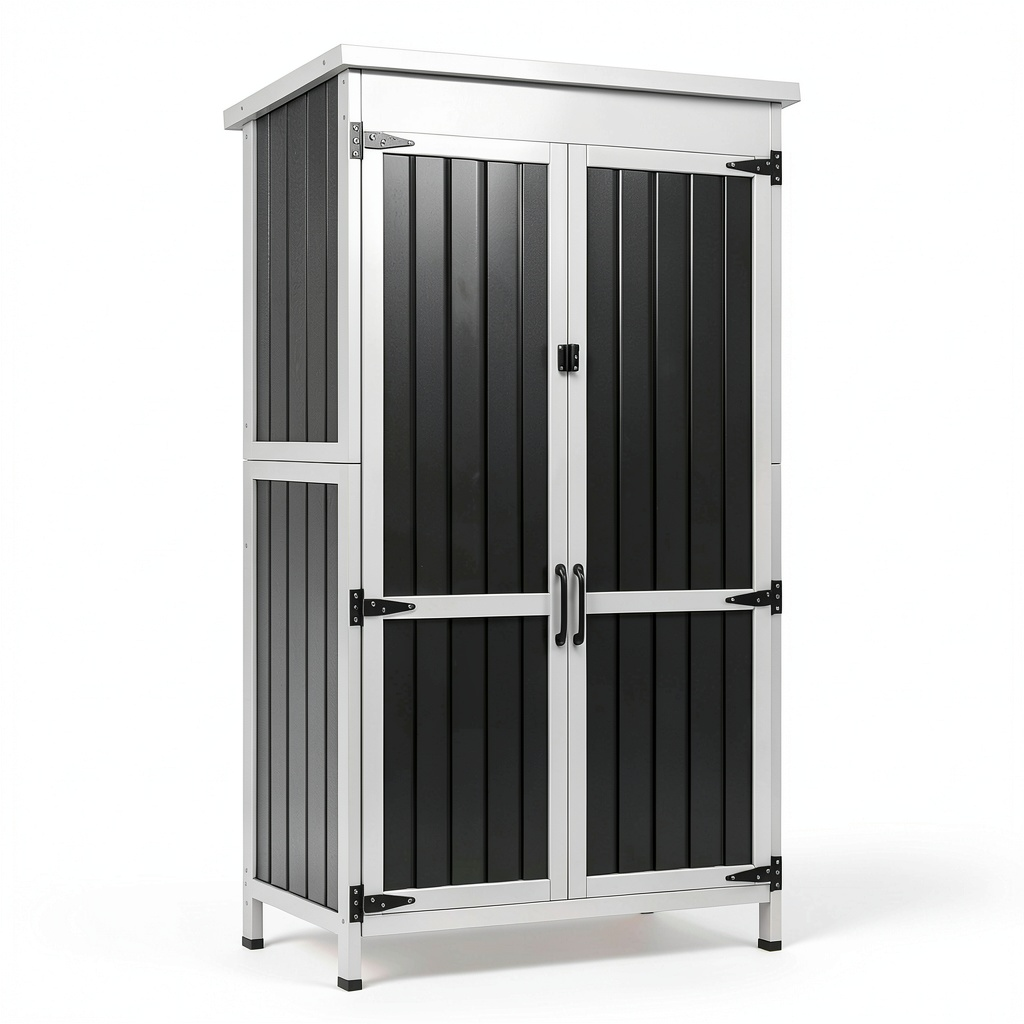 Armoire, avec portes, en acier, coloris noir, pour la chambre