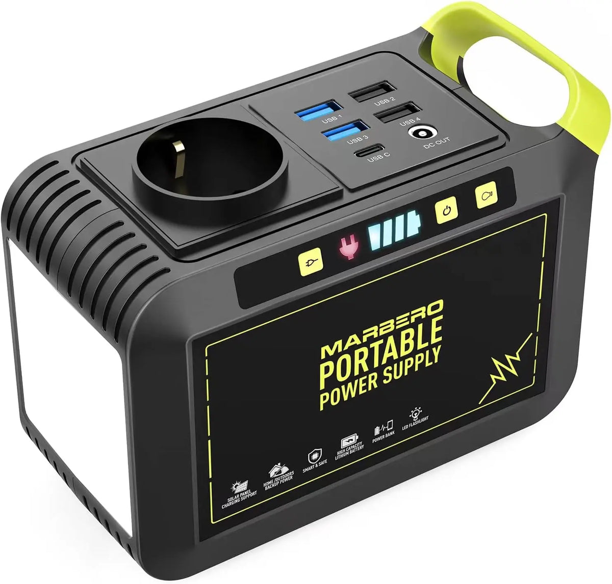 MARBERO Station Électrique portable 24,000mAh Generateur Electrique portable 88,8Wh Batterie Externe – 60 Hz, gris/noir