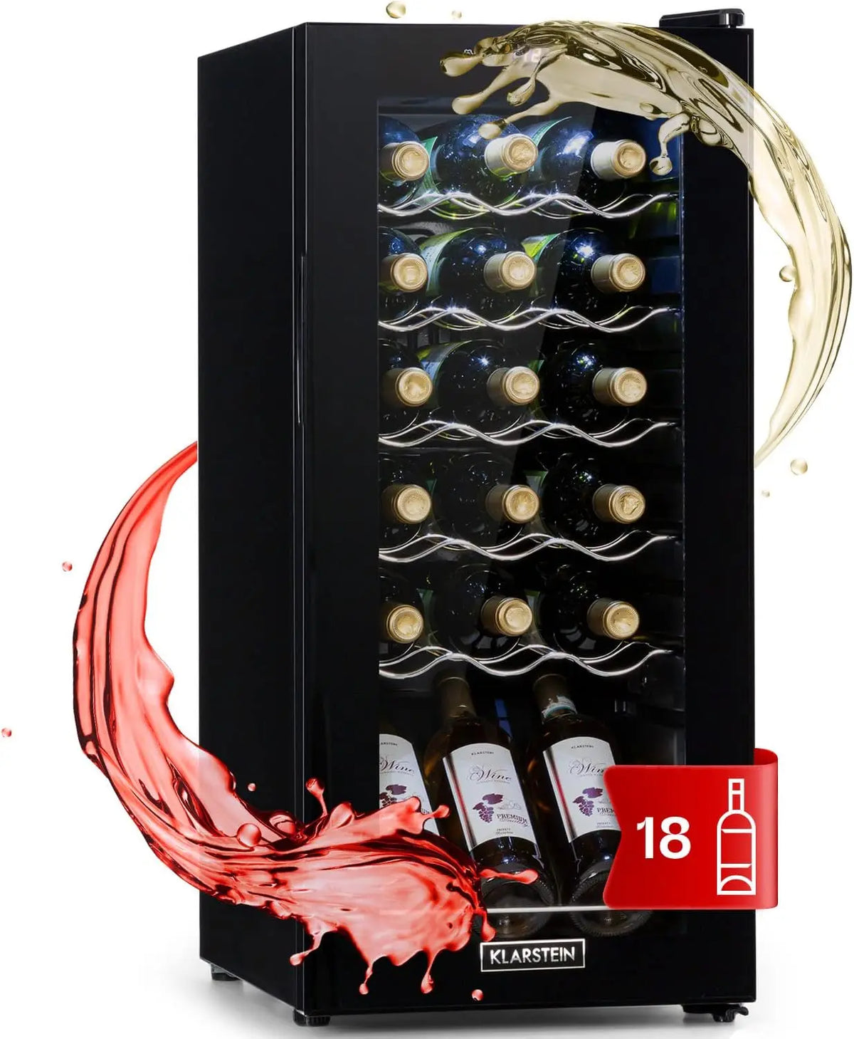 KLARSTEIN Shiraz Cave à Vin Noir – 18 Bouteilles