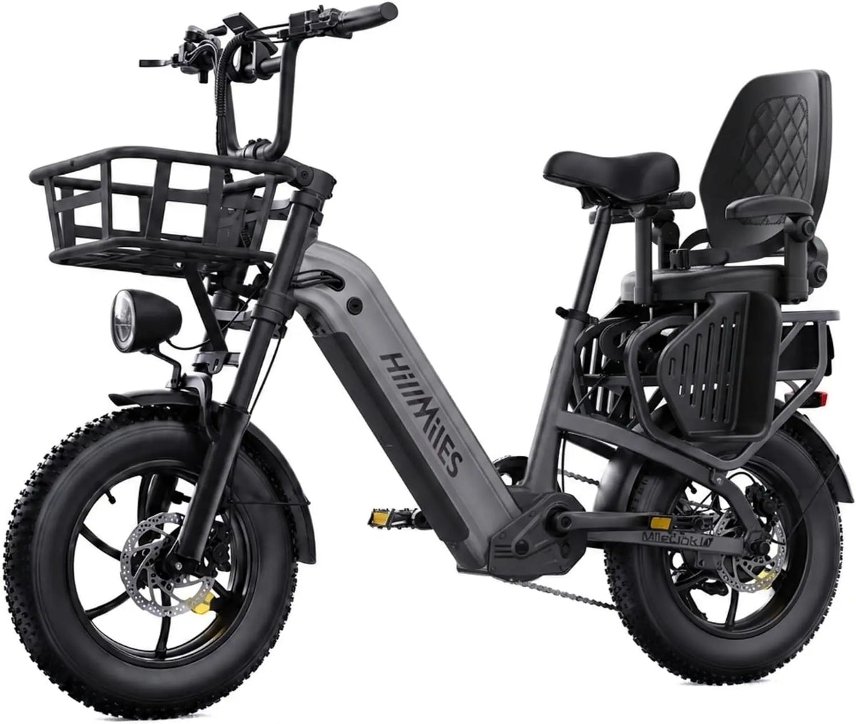 HillMiles Vélo Électrique Adulte – 1968 Wh, 65 Nm, gris/noir