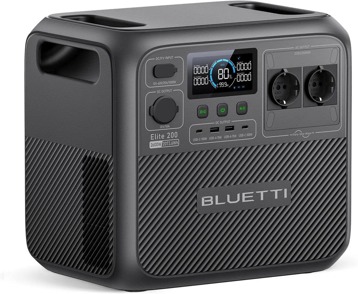 BLUETTI Elite 200 V2 2073Wh & 2600W Générateur Électrique portable – gris/noir