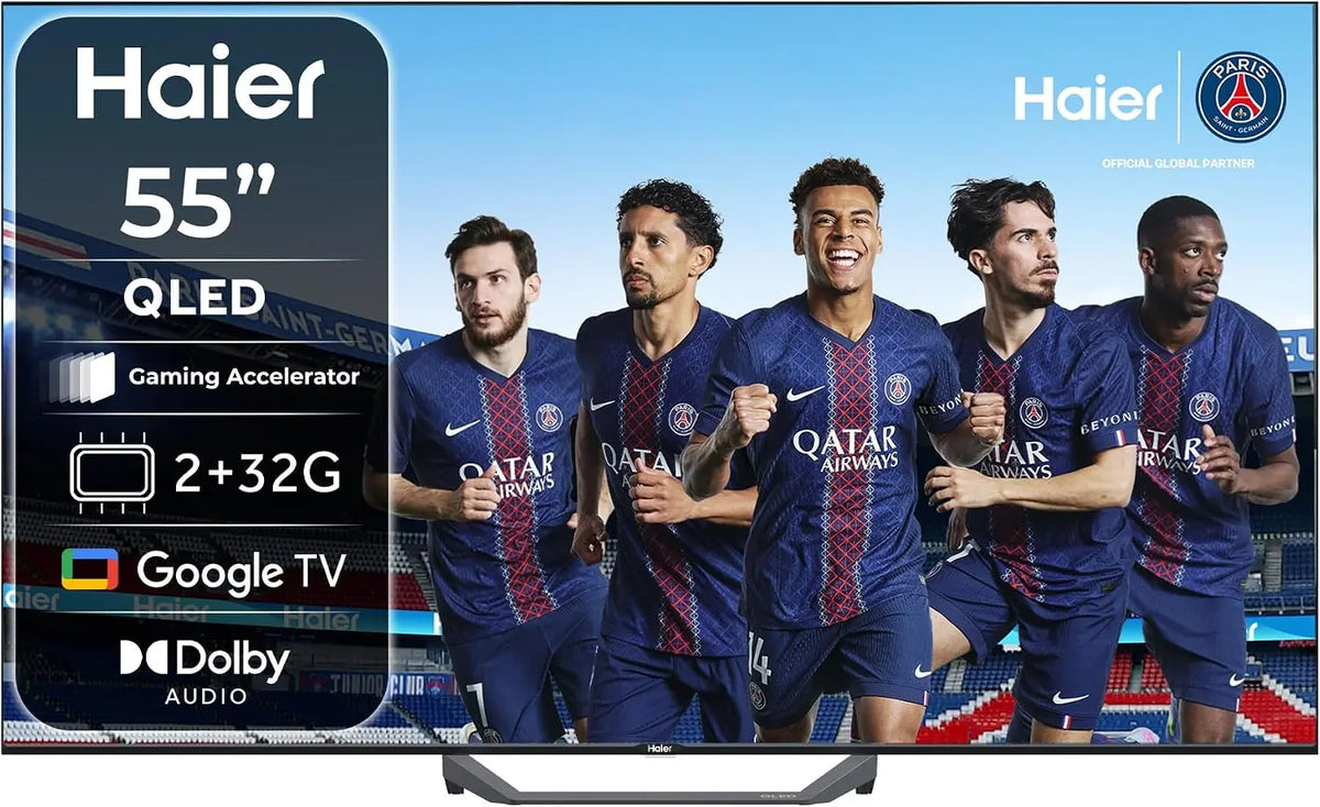 Haier 55' QLED 4K Smart Google téléviseur avec Dolby Audio – HDR10, H55S81FUX, 120 Hz, 32 Go, noir