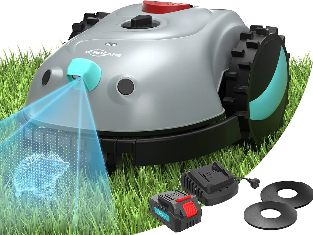 2026 New YARDCARE V100 Robot Tondeuse Sans Fil Périphérique – 4 Ah, gris/vert/noir