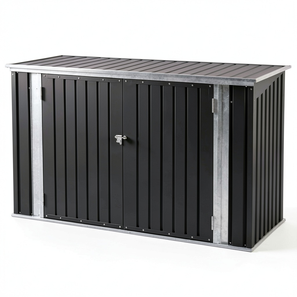 Abri de jardin, avec rangement, avec portes, en acier, 210 x 105 x 130 cm, pour le jardin