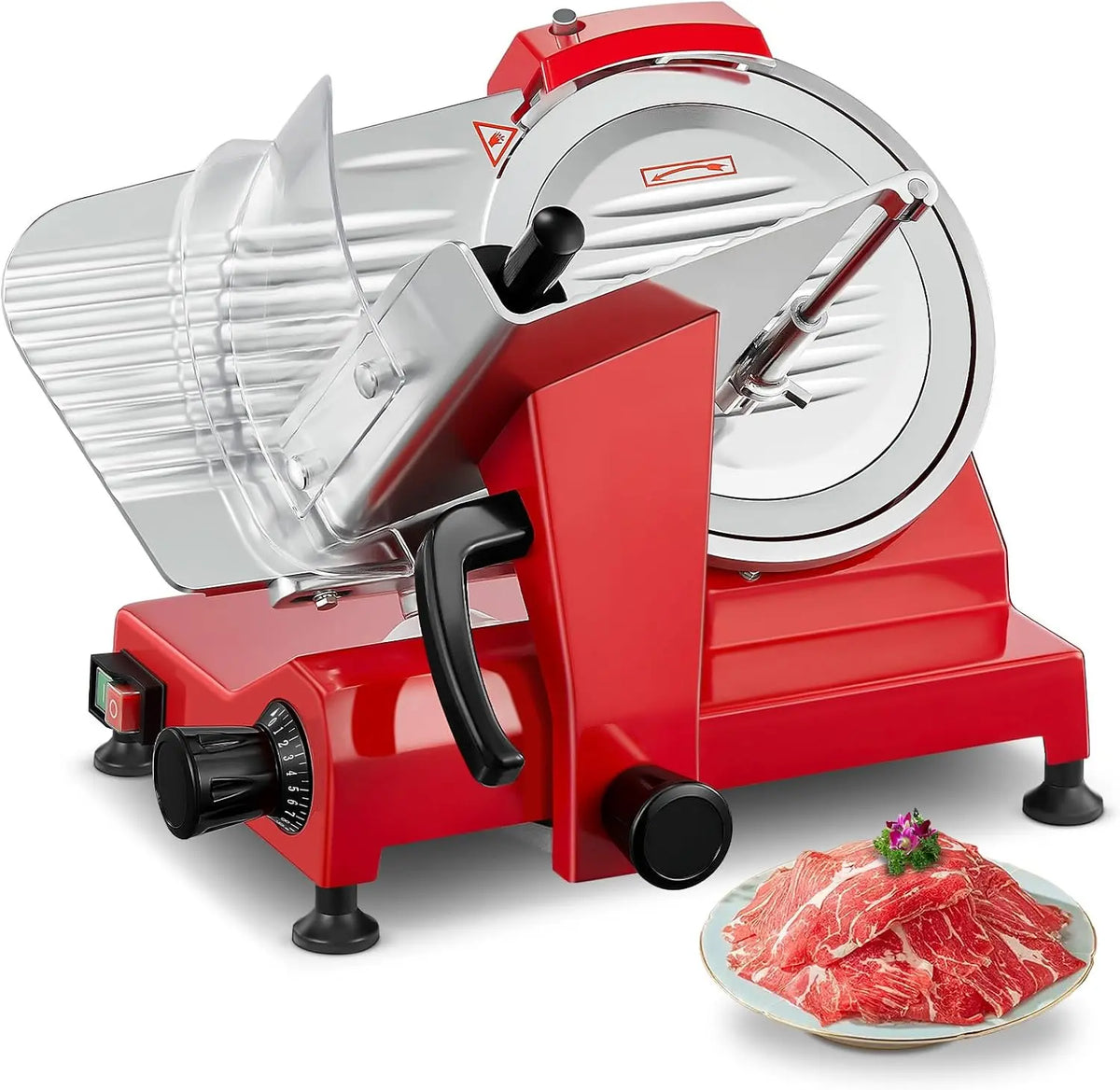 FOHERE Trancheuse Électrique Commerciale avec Lame Inox 25 cm avec Affûteur Intégré – argenté