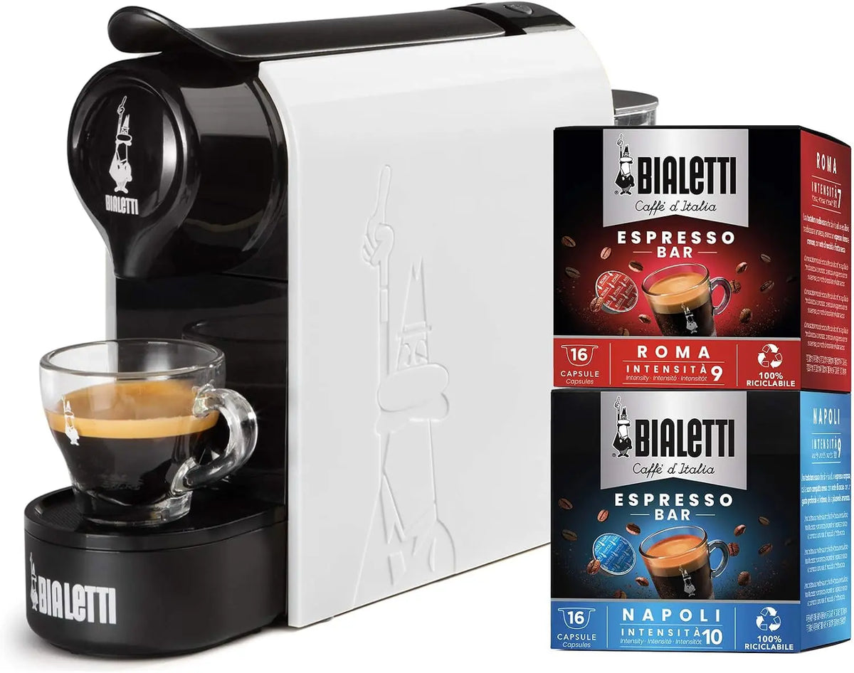 Bialetti Gioia Machine à expresso avec 32 capsules – 0,5 litre, blanc