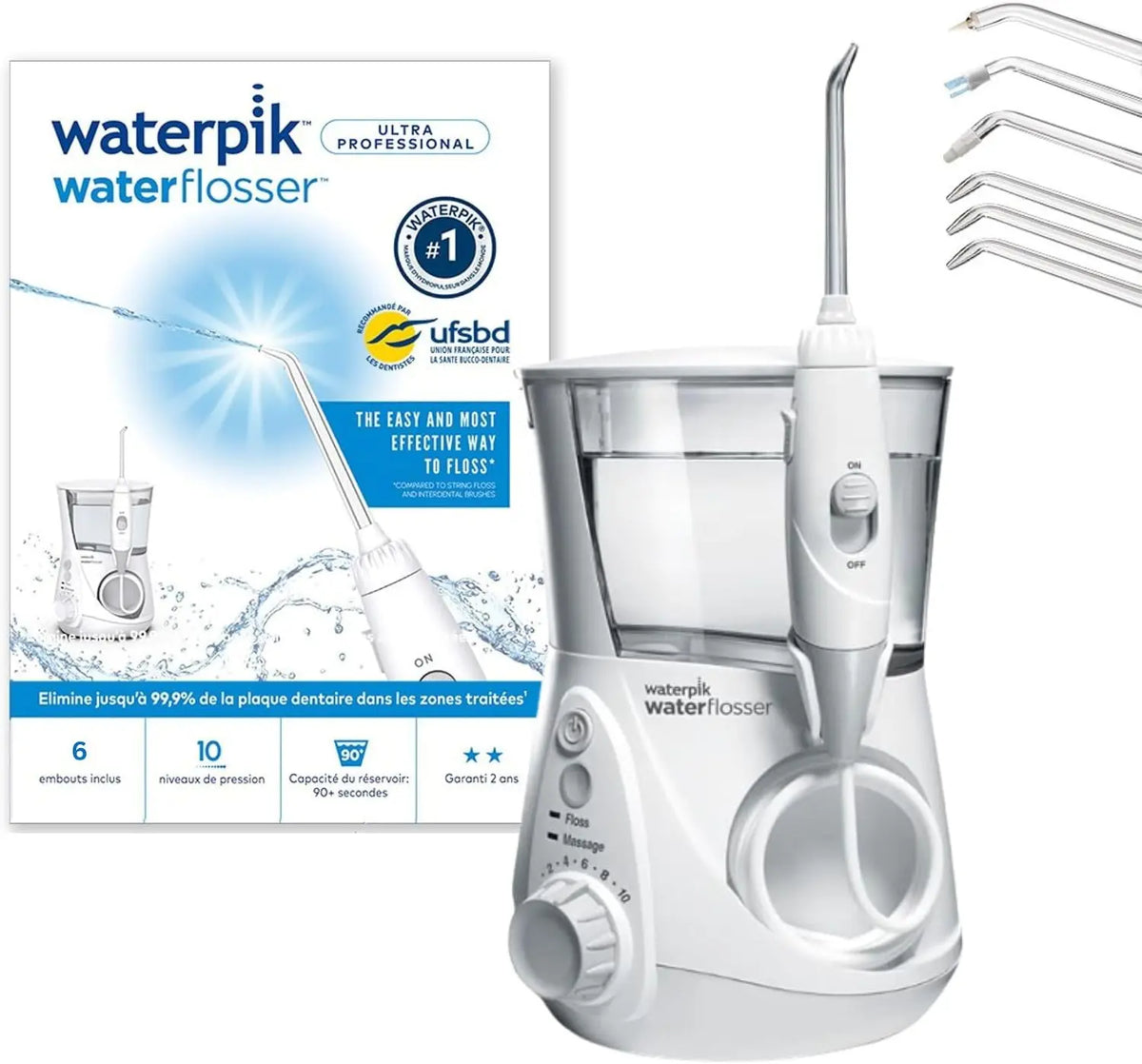 Waterpik Ultra Professionnel Hydropulseur Dentaire -10 niveaux de pression – gris/bleu