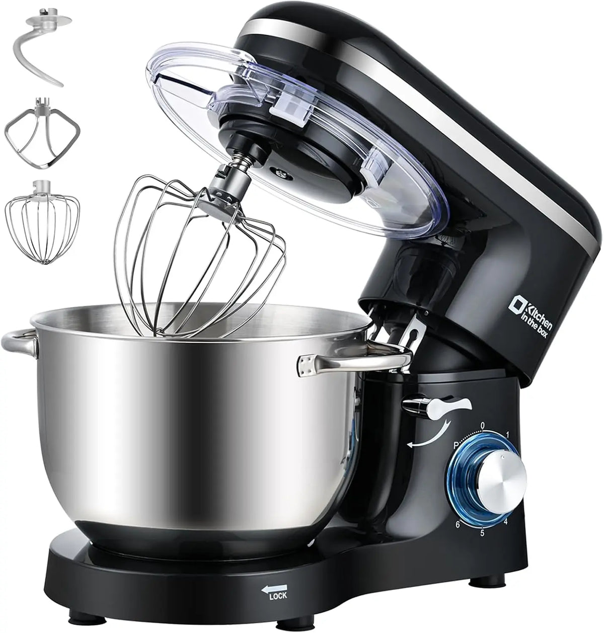 Kitchen robot pâtissier – 1400 W, 6,2 L, argenté/noir