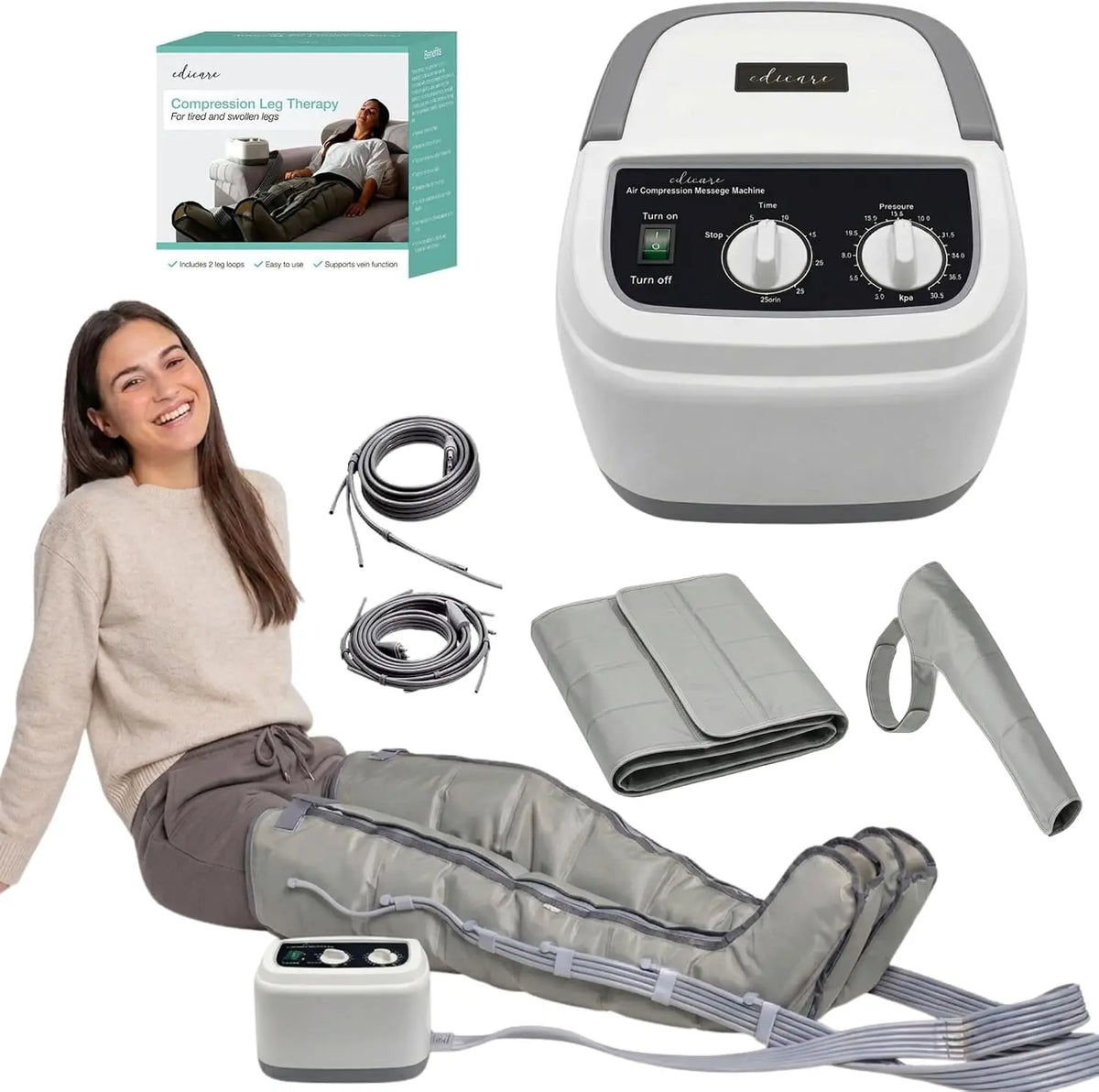 Edicare Bottes Pressothérapie appareil de massage – gris