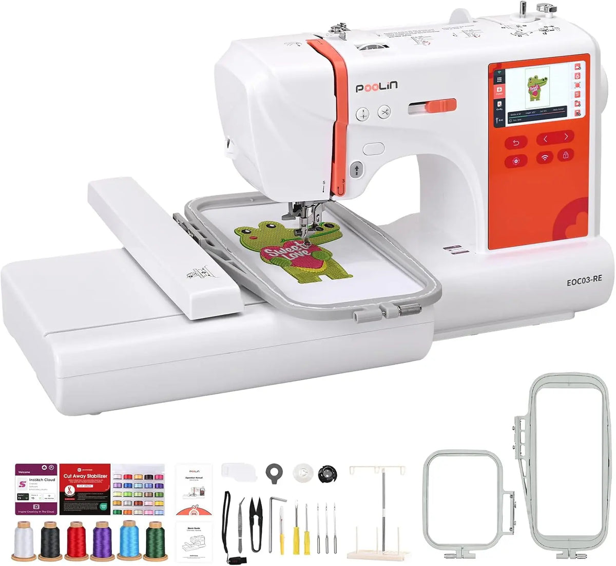 Poolin EOC03 embroidery machine - Machine à broder électronique – 10×10 cm, gris