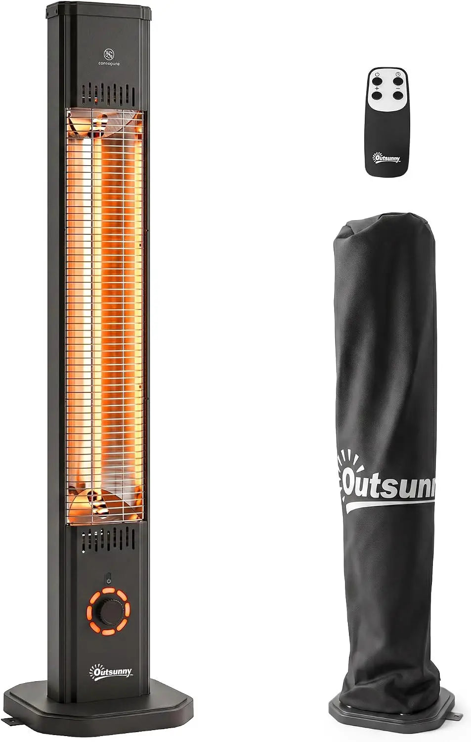 Outsunny Radiateur Infrarouge sur Pied ou Mural 2000 W – gris/noir
