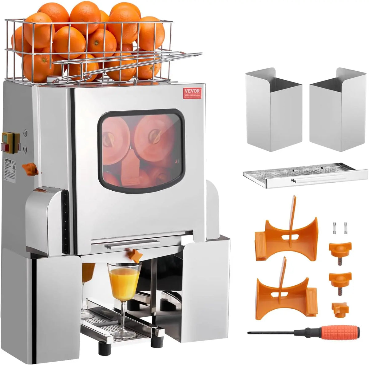 VEVOR Presse-Agrumes Électrique Commercial 120 W Extracteur de Jus d'Orange Alimentation Automatique – 495 x 320 x 780 mm
