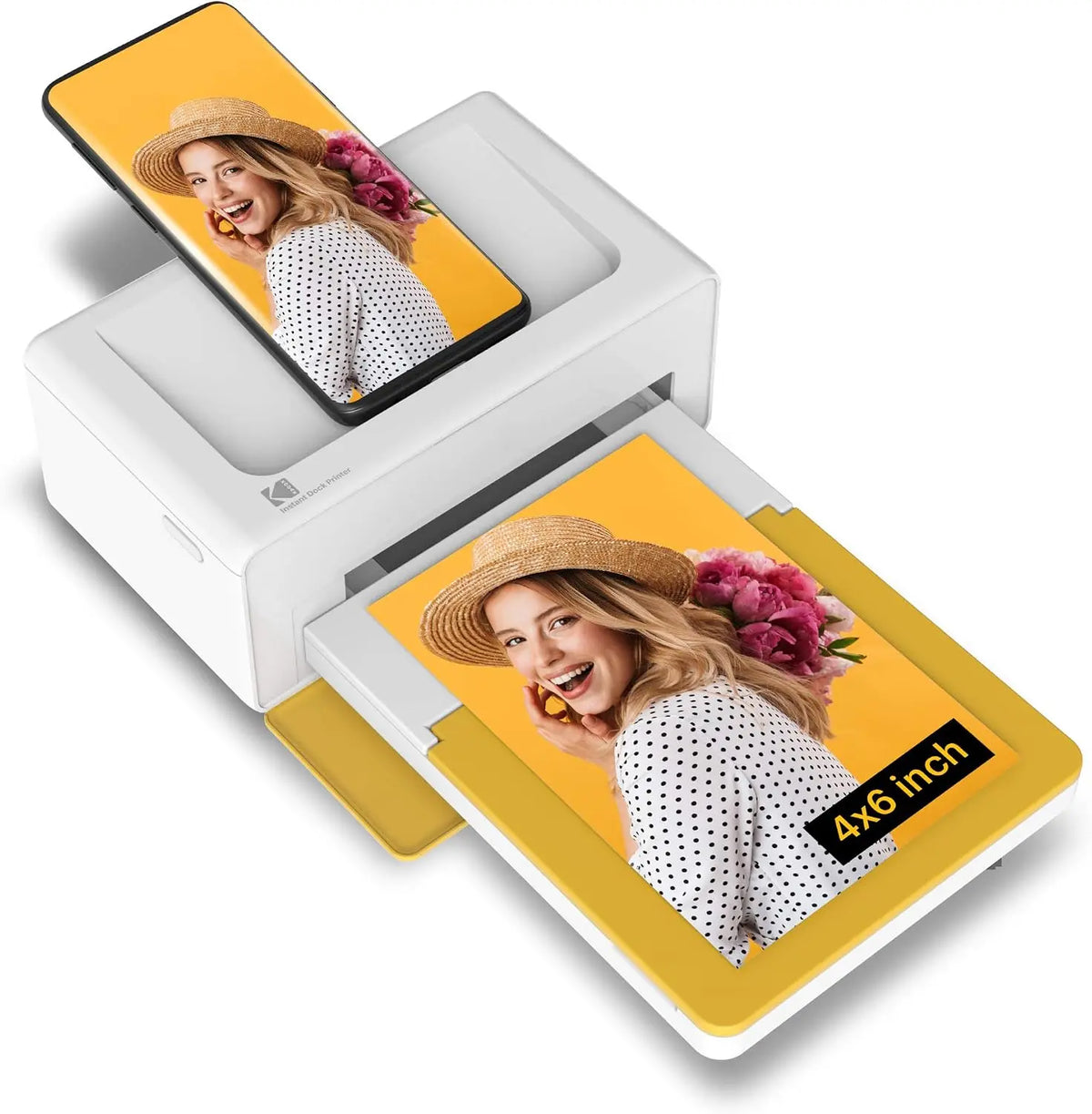 KODAK – PD460 - Imprimante Photo 10x15 cm - Bluetooth & Docking - Blanc & Jaune