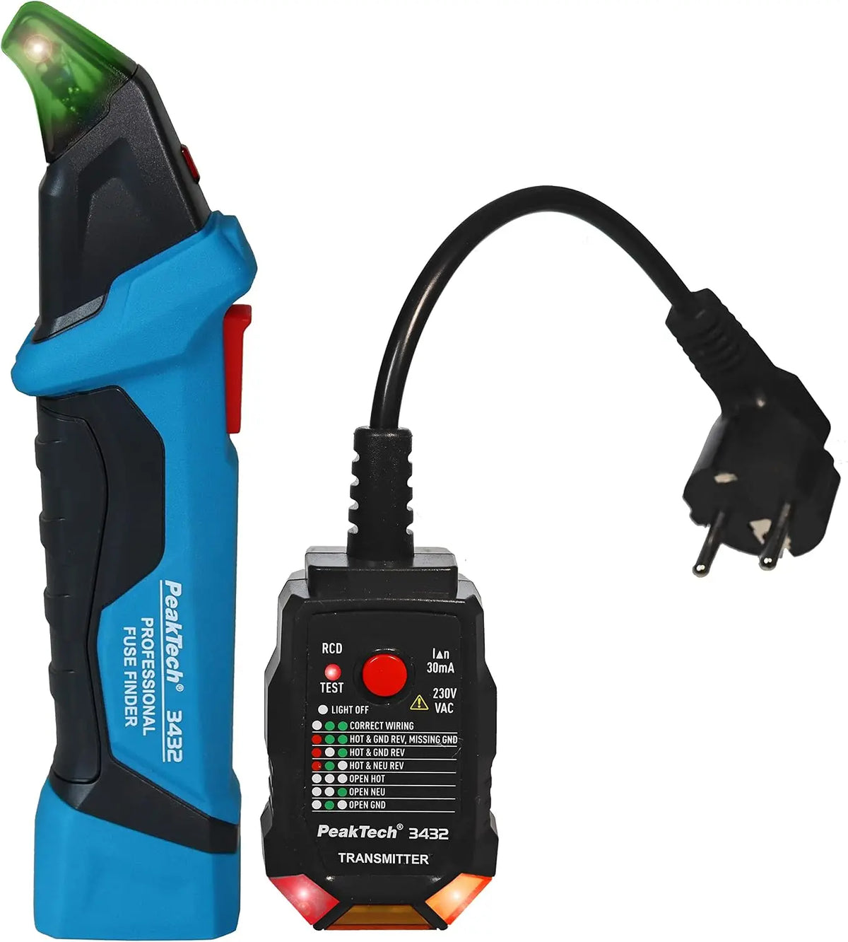 PeakTech 3432 Détecteur de fusibles/circuit électrique avec testeur de prise 230 V Schuko recherche