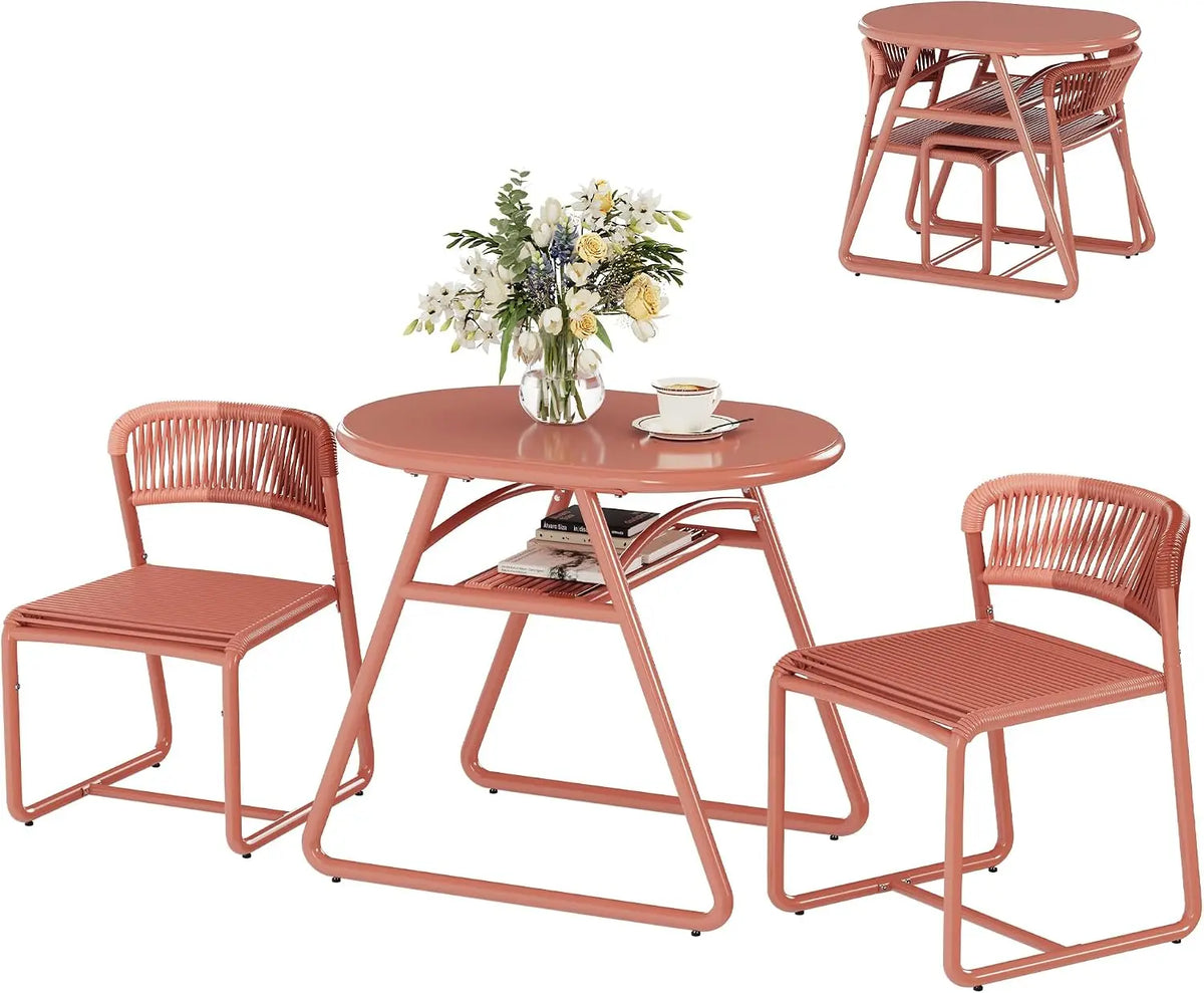Set de Bistrot de Jardin 3 Pièces – orange/beige/gris