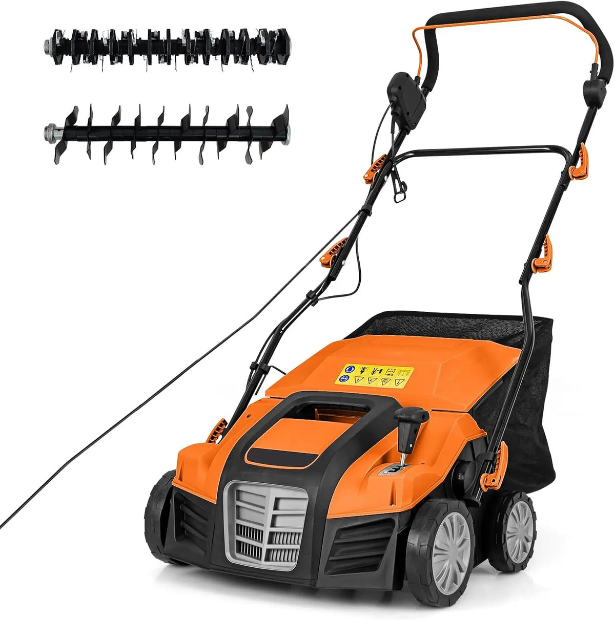 GOPLUS 2 en 1 Déchaumeuse Scarificateur Electrique 2000W – 109 x 64 x 113 cm, 50 Hz, orange