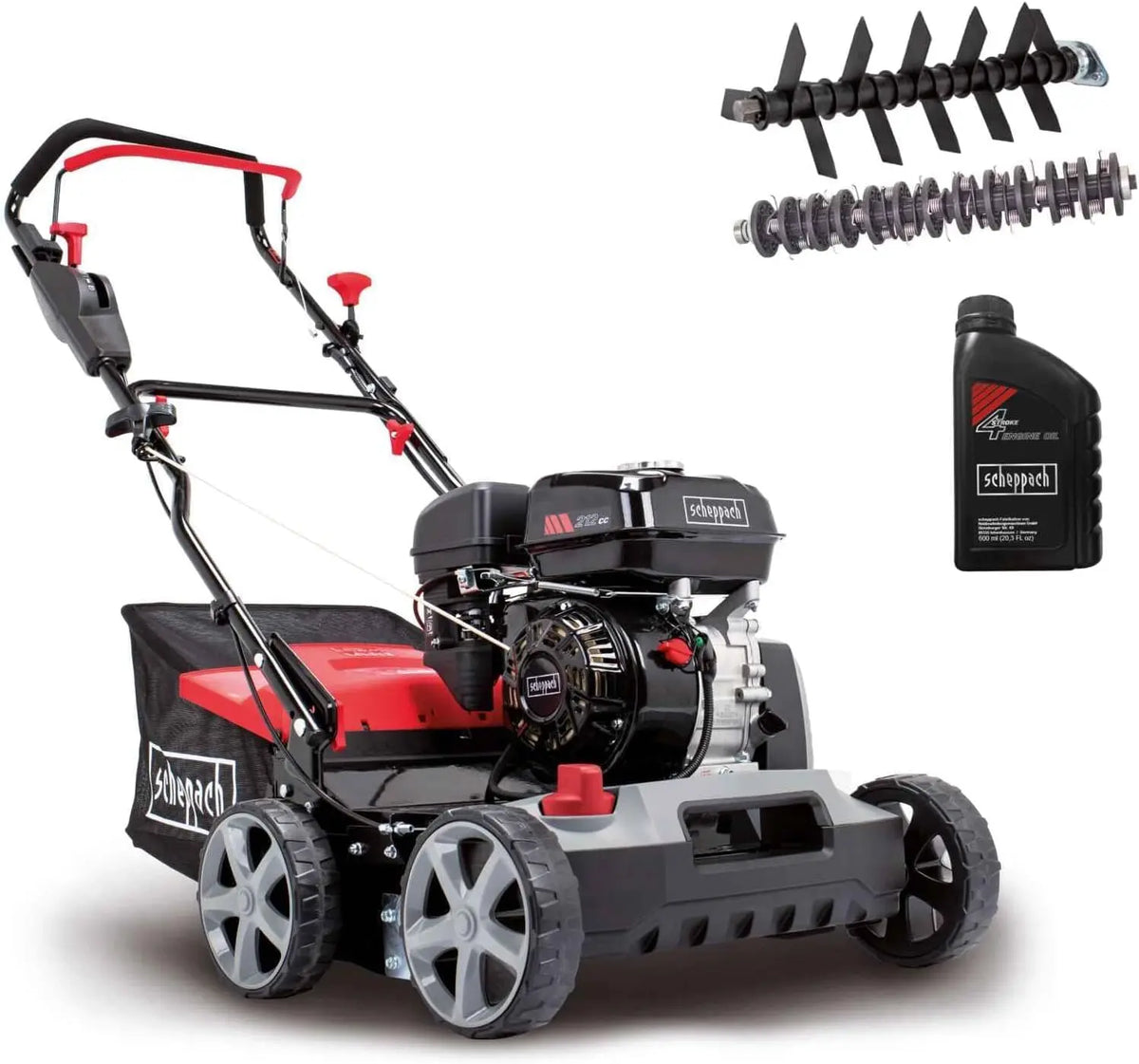 Scheppach Scarificateur thermique SC50VARIO avec huile incluse – 4 kW, gris/noir