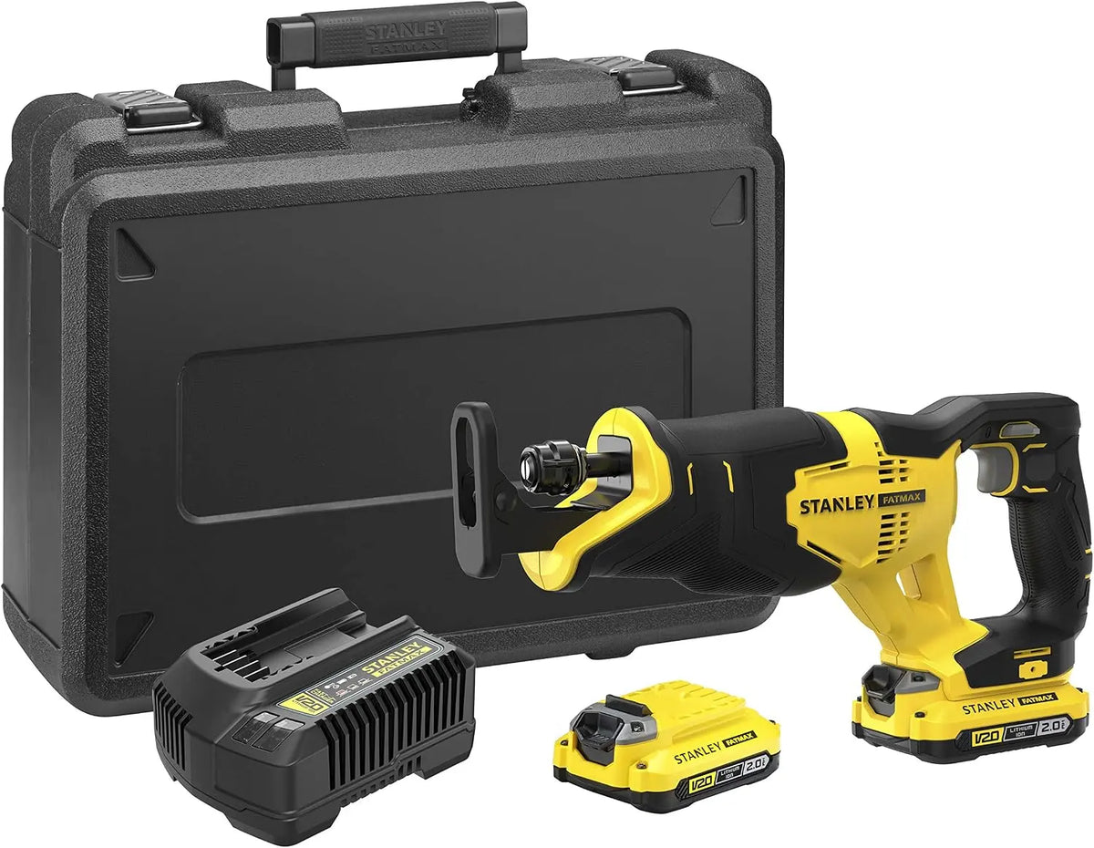 STANLEY FATMAX V20 Scie Sabre 18 V 25 mm Vitesse 0-3000 avec 1 Mallette 2 Batteries 2 Ah et 1 Chargeur 2 – gris/noir