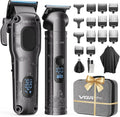 VGRPRO Kit Tondeuse Cheveux Hommes Professionnelle et Trimmer – gris/noir