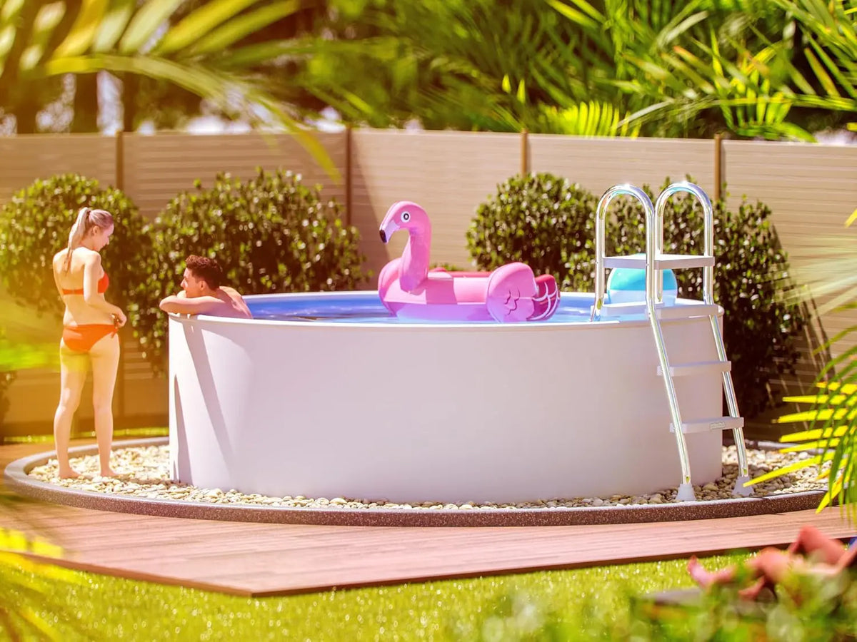 Poolomio Piscine ronde à paroi en acier - 460 x 120 cm - Blanc - Piscine de jardin robuste comme piscine