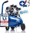 NTG Compresseur silencieux 9 bar - Puissance puissante de 1470 W - Sans huile - Particulièrement – bleu/gris