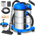 Masko Aspirateur Industriel Aspirateur Eau et poussière Acier Inoxydable 2 300 W + Prise – 30 litres, 50 Hz, argenté