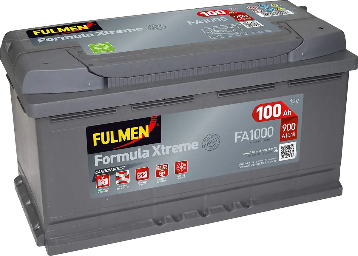 Fulmen Batterie voiture FA1000 12 V 100 Ah 900 A – gris