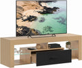 HOMCOM Meuble téléviseur 140 cm avec Tiroir pour Téléviseur 65 Pouces Chêne – gris/beige