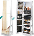 SONGMICS Armoire à Bijoux avec Miroir sur Pieds – 120 places / 91 places, gris/blanc