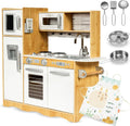 Mamabrum Cuisine Enfant en Bois Grande Taille avec Éclairage LED – noir