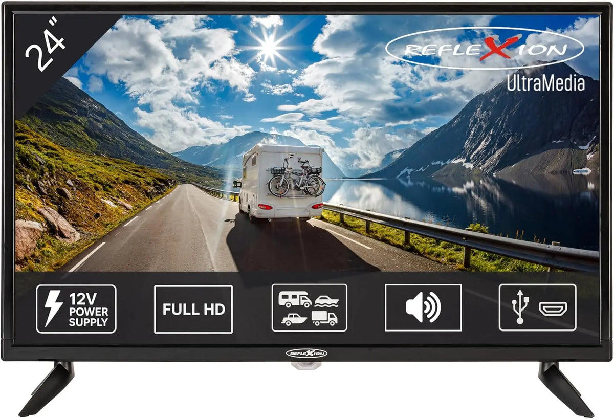 Reflexion LED2425 Téléviseur LED 60 cm pour Caravane/Camping-Car/Caravane/Bateau/Camion 12/230 V haute – 60 Hz, noir